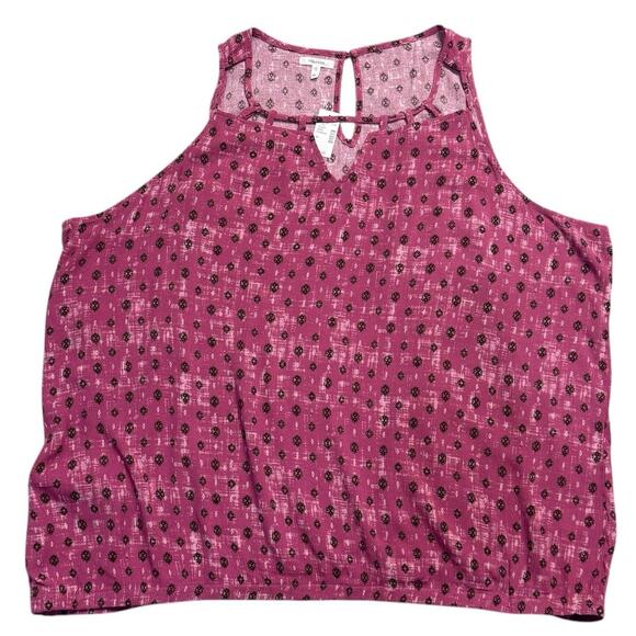 Maurices Lattice Neck Tank Top Size 4X in Pink Ikat Print - Picture 8 of 13